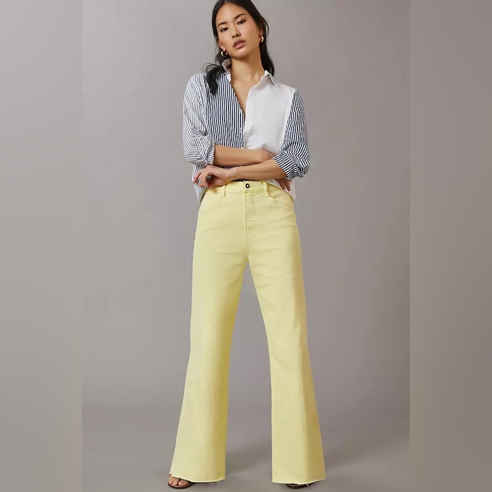 Favorite Daughter The Mischa High Rise Wide Leg Butter Yellow Pant Womens 27
